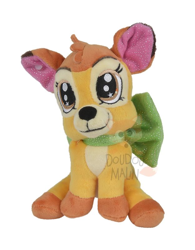 Glamour peluche bambi faon jaune noeud vert 17 cm 